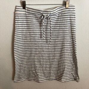 Ovi Cotton Knit Striped Skirt Drawstring Waist Size L Summer Casual Stretch